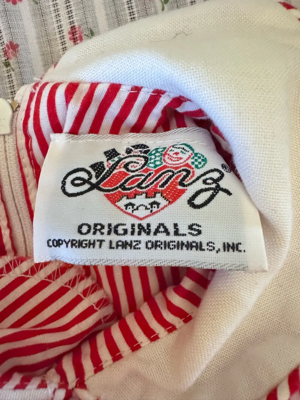 Red and White Striped Puff Sleeve Dress